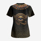Egypt Eyes Of Horus Scrub Top with Egyptian Hieroglyphs
