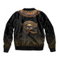 Egypt Eyes Of Horus Sleeve Zip Bomber Jacket with Egyptian Hieroglyphs