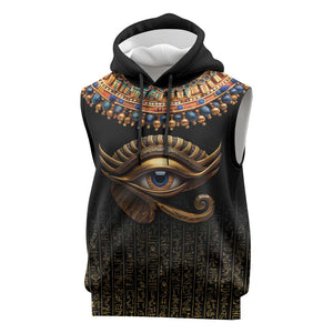 Egypt Eyes Of Horus Sleeveless Hoodie with Egyptian Hieroglyphs - African Pride