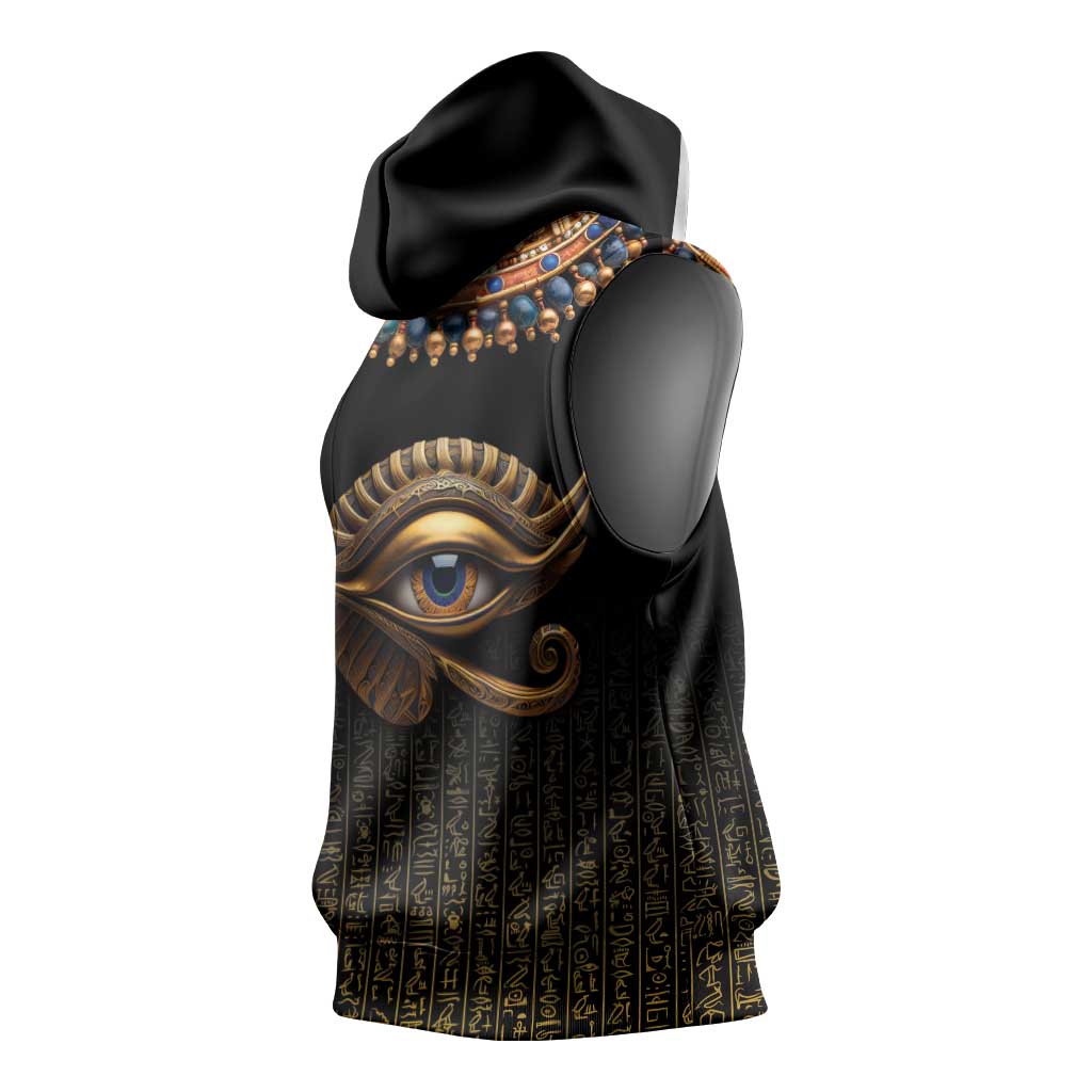 Egypt Eyes Of Horus Sleeveless Hoodie with Egyptian Hieroglyphs - African Pride