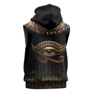 Egypt Eyes Of Horus Sleeveless Zip Hoodie with Egyptian Hieroglyphs - African Pride