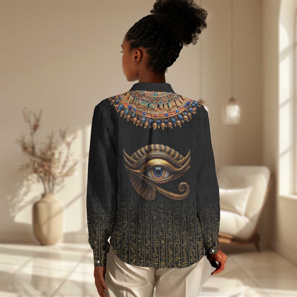 Egypt Eyes Of Horus Women Casual Shirt with Egyptian Hieroglyphs LT9