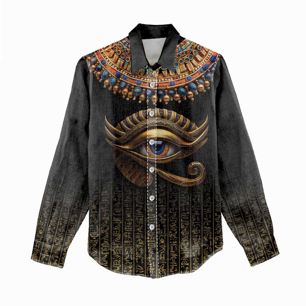 Egypt Eyes Of Horus Women Casual Shirt with Egyptian Hieroglyphs LT9
