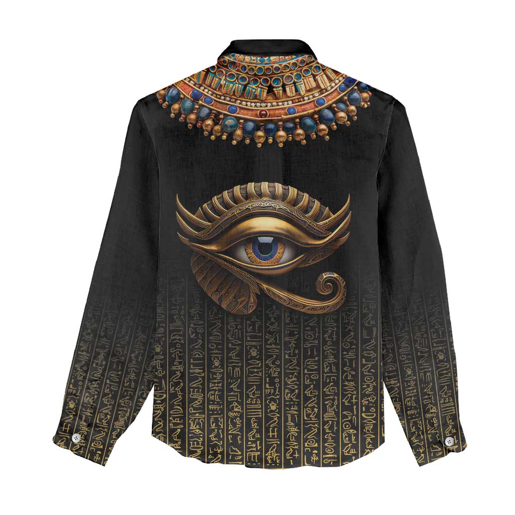 Egypt Eyes Of Horus Women Casual Shirt with Egyptian Hieroglyphs LT9