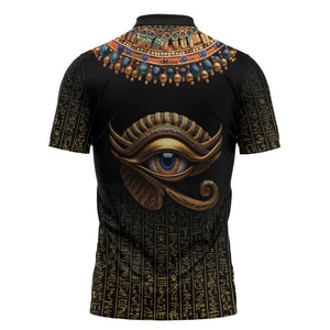 Egypt Eyes Of Horus Zipper Polo Shirt with Egyptian Hieroglyphs
