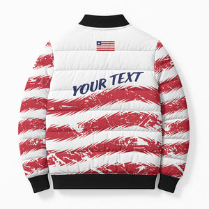 Personalized Liberia Lone Star Flag Bomber Puffer Jacket