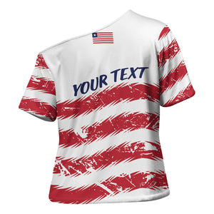 Personalized Liberia Lone Star Flag Cross Shoulder Shirt