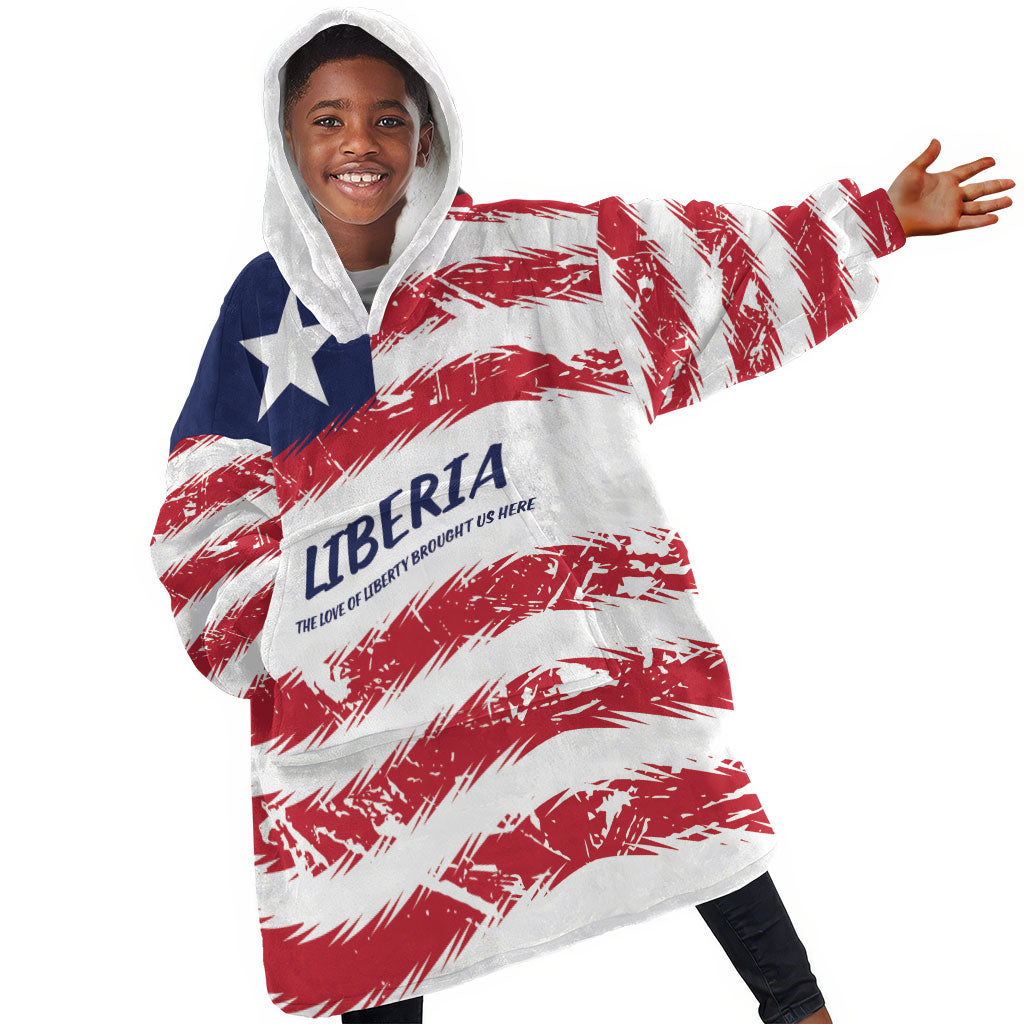 Personalized Liberia Lone Star Flag Kid Wearable Blanket Hoodie