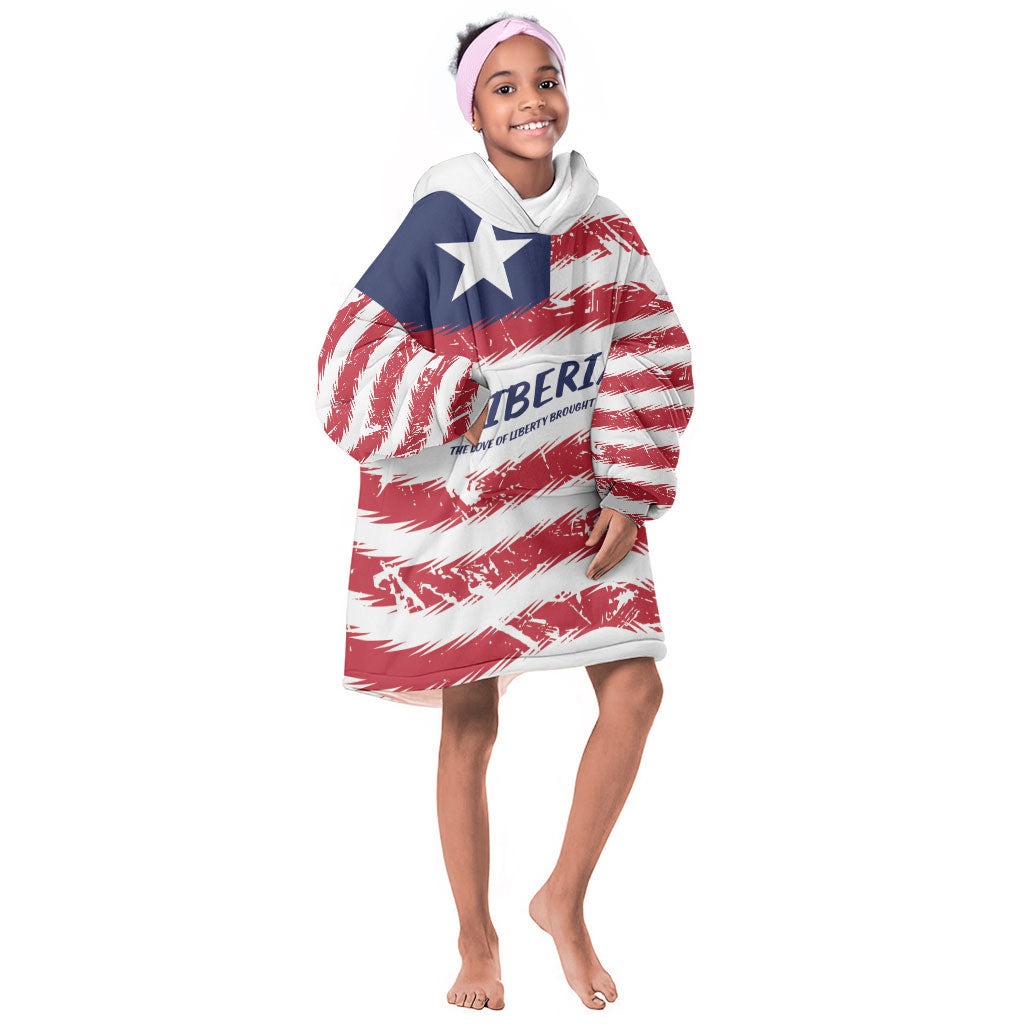 Personalized Liberia Lone Star Flag Kid Wearable Blanket Hoodie