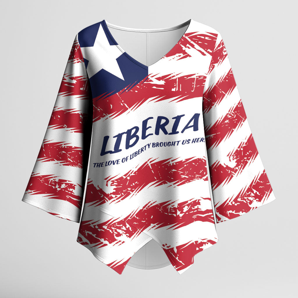 Personalized Liberia Lone Star Flag Kimono Sleeve Blouse