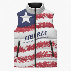 Personalized Liberia Lone Star Flag Sleeveless Puffer Jacket