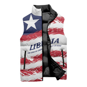 Personalized Liberia Lone Star Flag Sleeveless Puffer Jacket