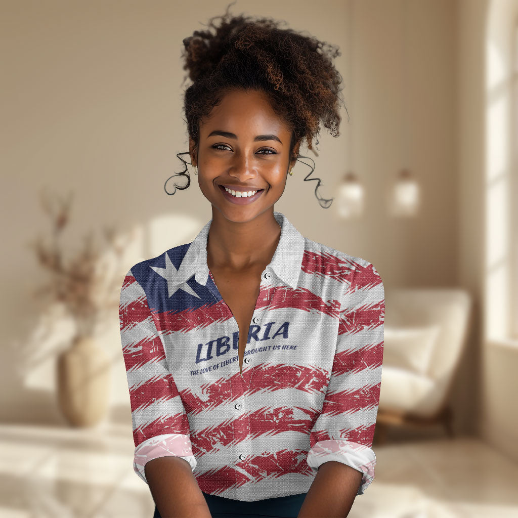Personalized Liberia Lone Star Flag Women Casual Shirt