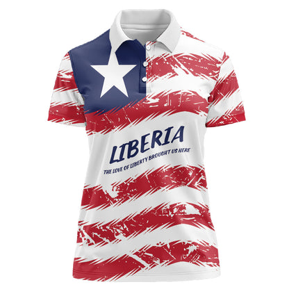 Personalized Liberia Lone Star Flag Women Polo Shirt