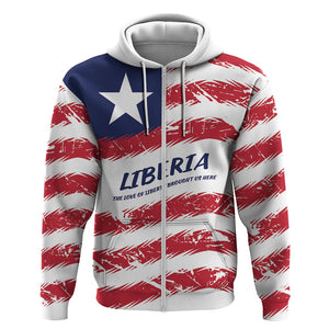 Personalized Liberia Lone Star Flag Zip Hoodie