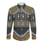 Afro Ethnic Native Pattern Long Sleeve Button Shirt