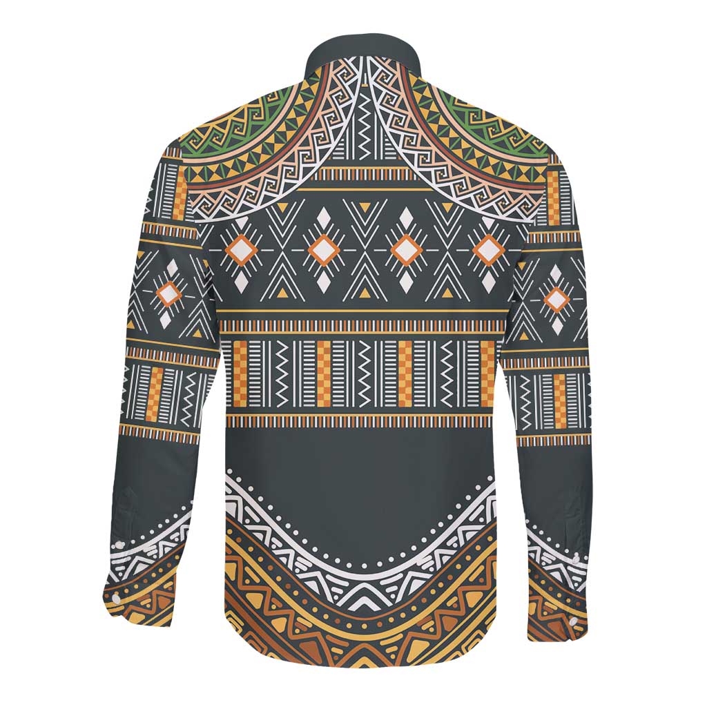 Afro Ethnic Native Pattern Long Sleeve Button Shirt