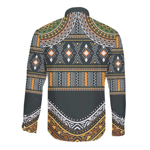 Afro Ethnic Native Pattern Long Sleeve Button Shirt