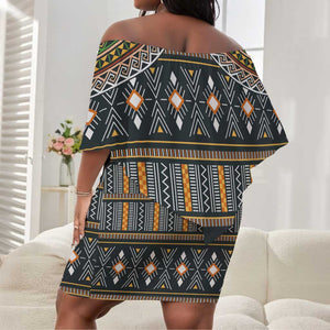 Afro Ethnic Native Pattern Off Shoulder Short Dress