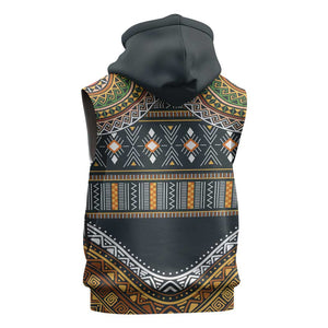 Afro Ethnic Native Pattern Sleeveless Zip Hoodie - African Pride