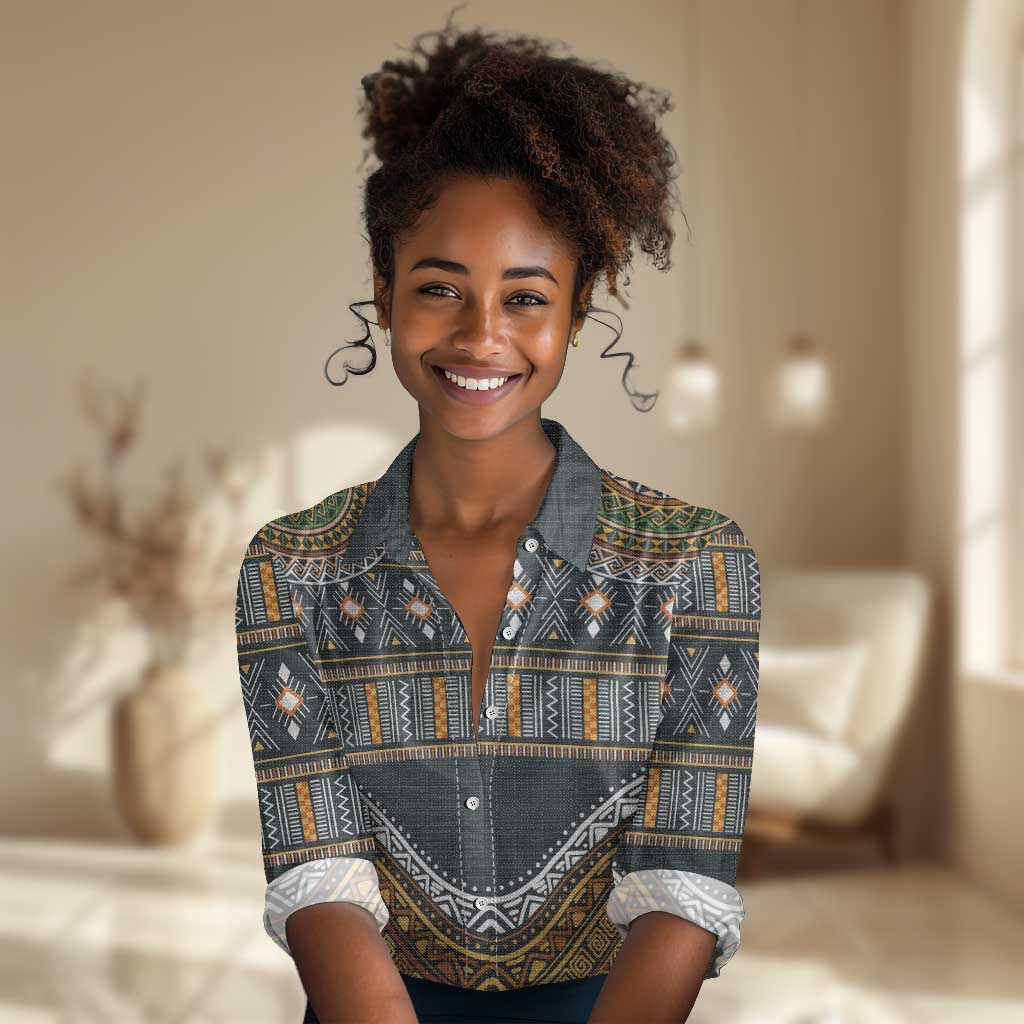 Afro Ethnic Native Pattern Women Casual Shirt LT9
