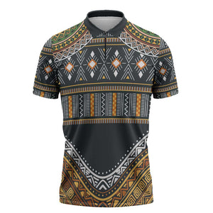 Africa Ethnic Native Pattern Zipper Polo Shirt