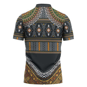 Africa Ethnic Native Pattern Zipper Polo Shirt