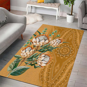 Afro King Proteas Dashiki Motif Area Rug Gold Style