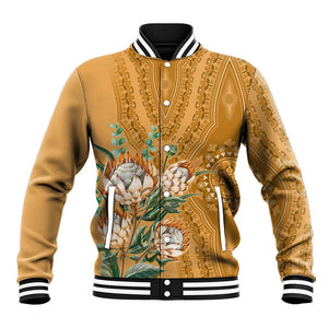 Afro King Proteas Dashiki Motif Baseball Jacket Gold Style LT9