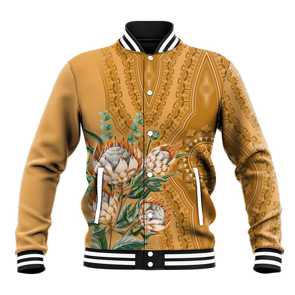Afro King Proteas Dashiki Motif Baseball Jacket Gold Style LT9