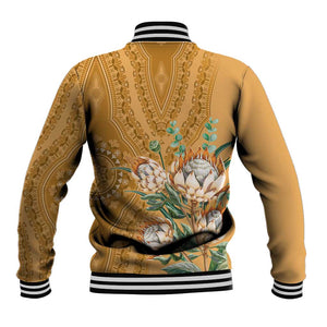 Afro King Proteas Dashiki Motif Baseball Jacket Gold Style LT9