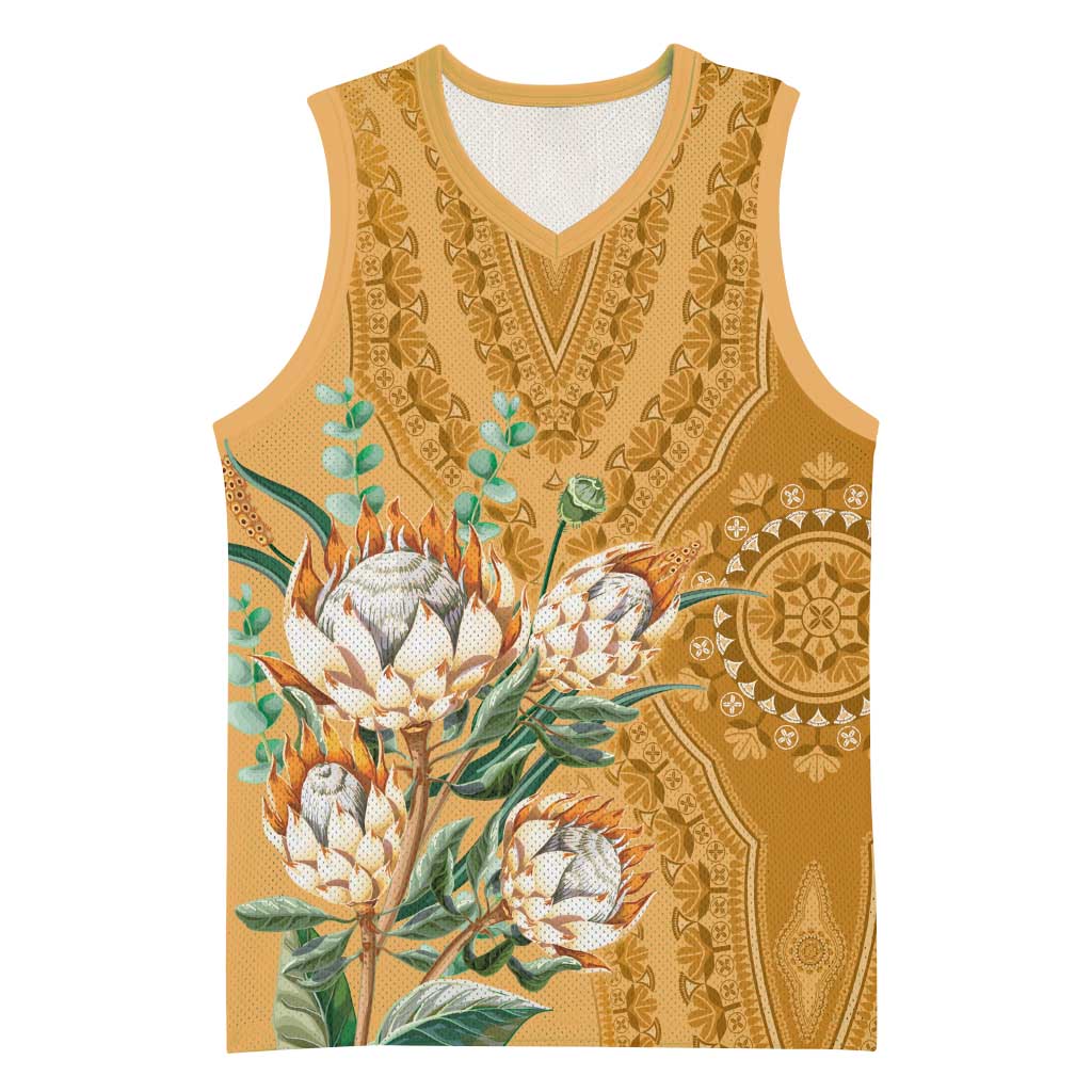 Afro King Proteas Dashiki Motif Basketball Jersey Gold Style - African Pride