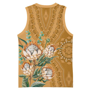 Afro King Proteas Dashiki Motif Basketball Jersey Gold Style - African Pride