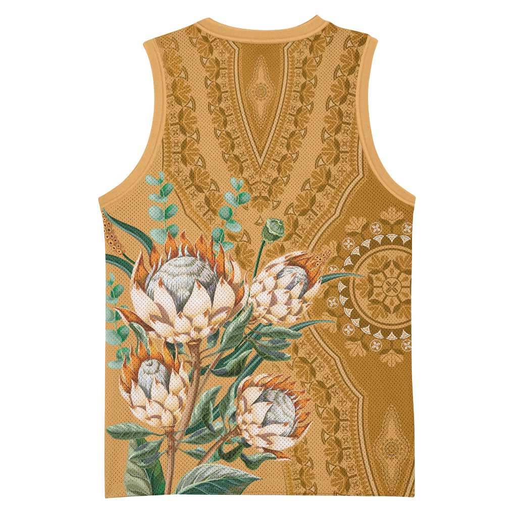 Afro King Proteas Dashiki Motif Basketball Jersey Gold Style - African Pride