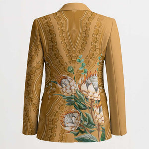 Africa King Proteas Dashiki Motif Blazer Gold Style