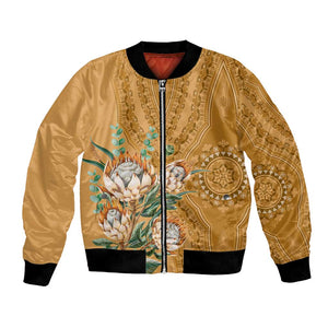 Afro King Proteas Dashiki Motif Bomber Jacket Gold Style