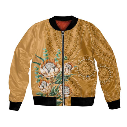 Afro King Proteas Dashiki Motif Bomber Jacket Gold Style