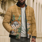 Africa King Proteas Dashiki Motif Bomber Puffer Jacket Gold Style
