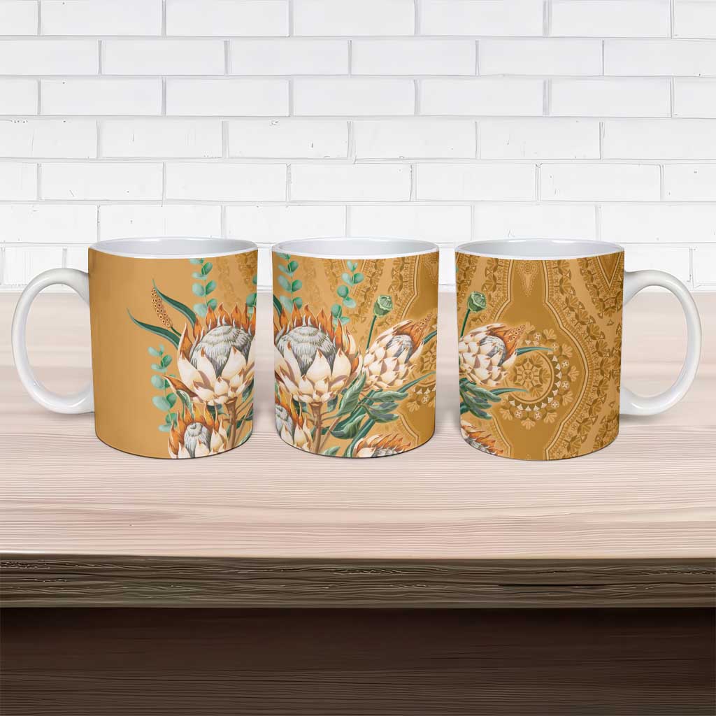 Africa King Proteas Dashiki Motif Ceramic Mug Gold Style