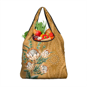 Afro King Proteas Dashiki Motif Grocery Bag Gold Style