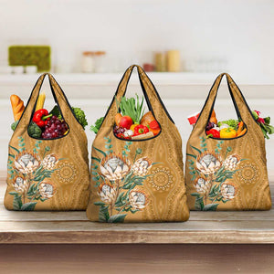 Afro King Proteas Dashiki Motif Grocery Bag Gold Style