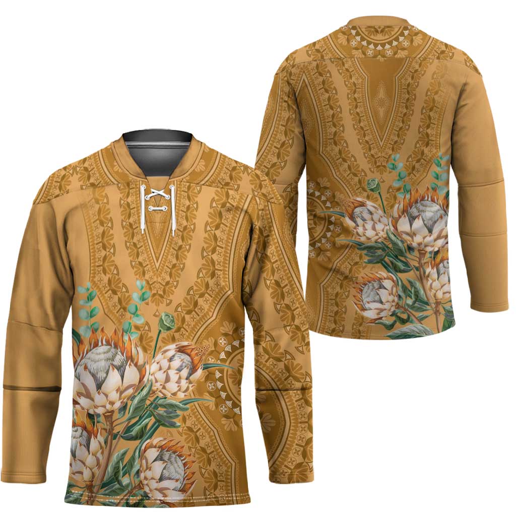Africa King Proteas Dashiki Motif Hockey Jersey Gold Style