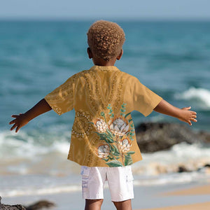 Afro King Proteas Dashiki Motif Kid Hawaiian Shirt Gold Style