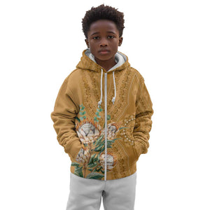 Afro King Proteas Dashiki Motif Kid Hoodie Gold Style