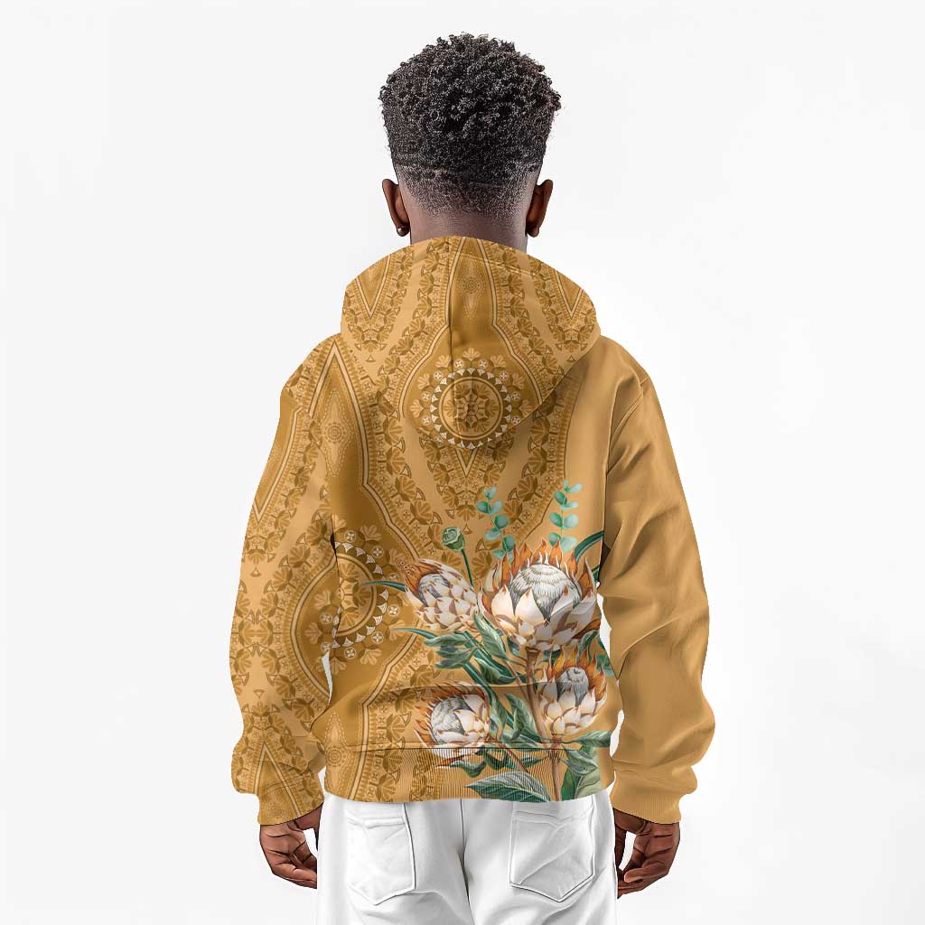 Afro King Proteas Dashiki Motif Kid Hoodie Gold Style