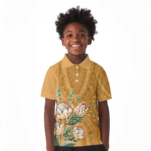 Afro King Proteas Dashiki Motif Kid Polo Shirt Gold Style
