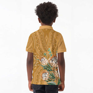 Afro King Proteas Dashiki Motif Kid Polo Shirt Gold Style