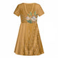 Afro King Proteas Dashiki Motif Kid Short Sleeve Dress Gold Style
