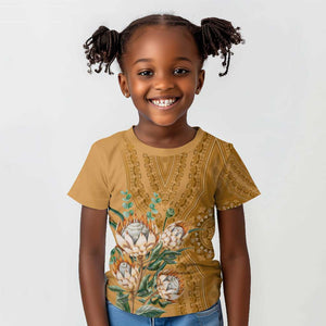 Afro King Proteas Dashiki Motif Kid T shirt Gold Style