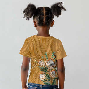 Afro King Proteas Dashiki Motif Kid T shirt Gold Style